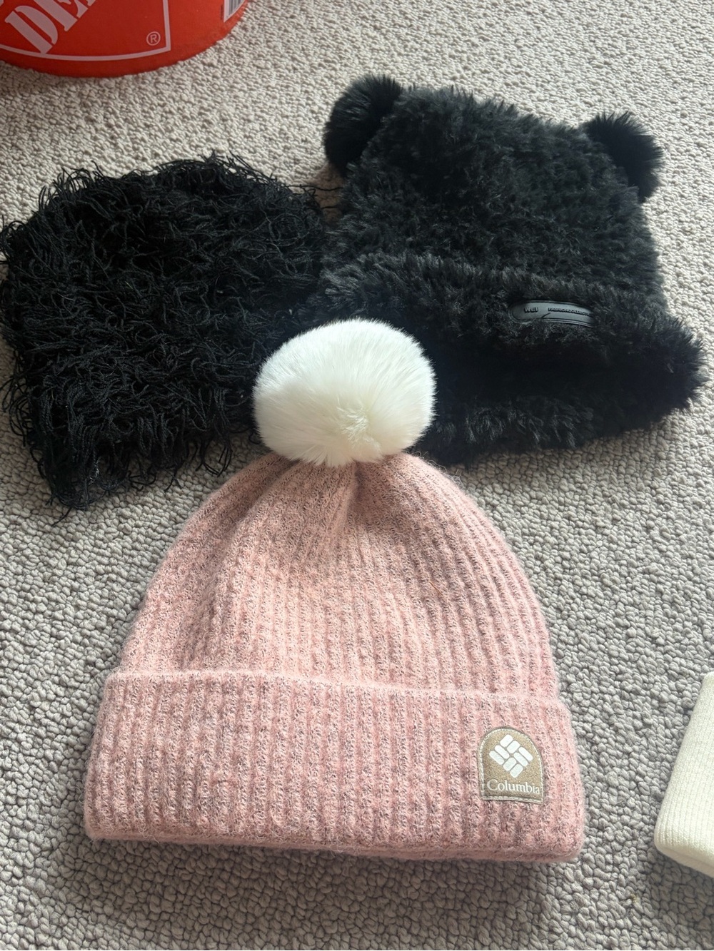 Columbia Kids Pink Beanie with White Faux-Fur Pom